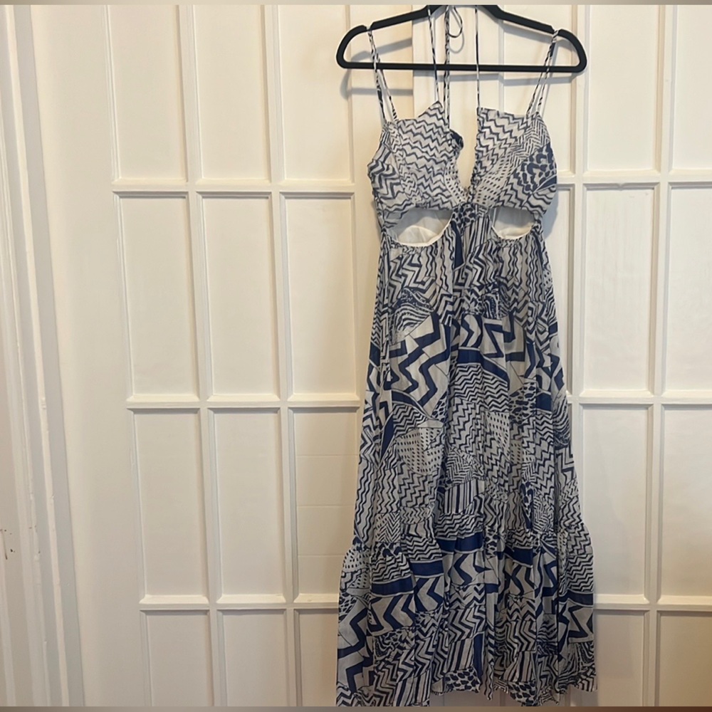 Worn once! Cut out blue and white dress from Bloomingdale’s